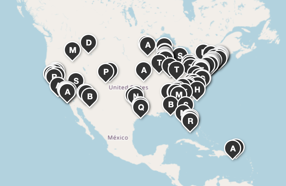 Provider network map across North America