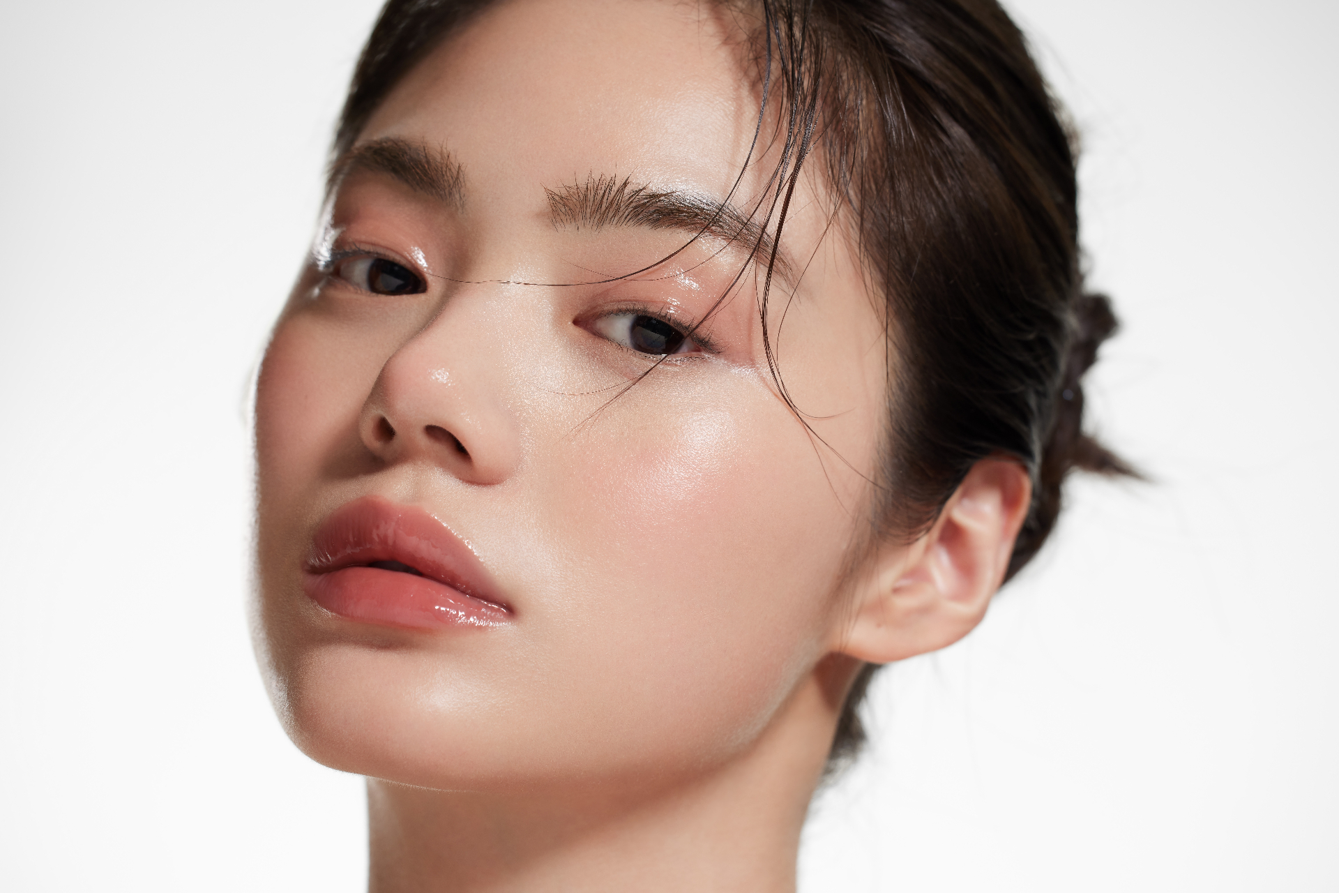Close-up of glowing, hydrated skin